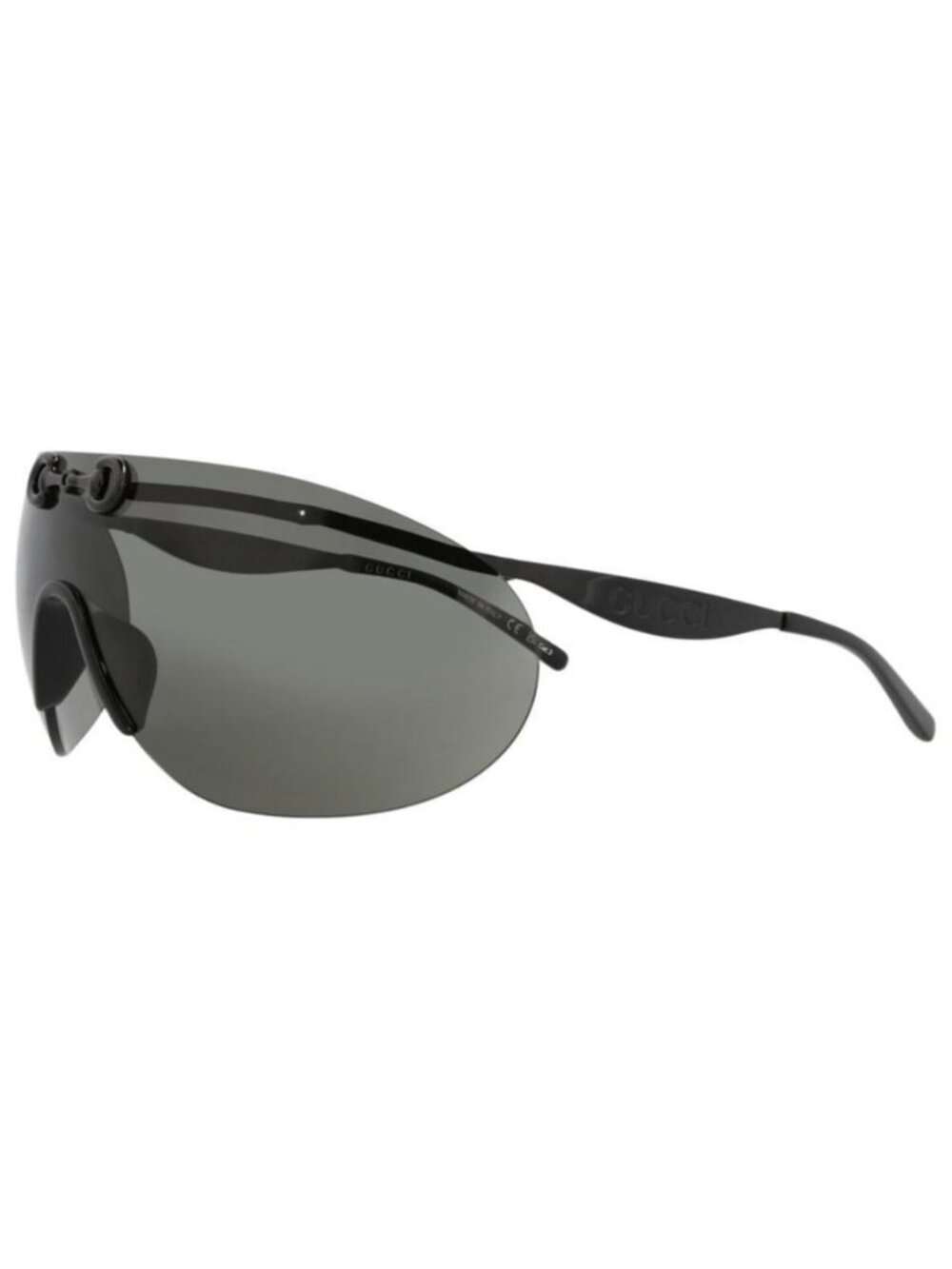 New Gucci Mens Shield/Wrap Black Black Grey Fashion Designer Sunglasses